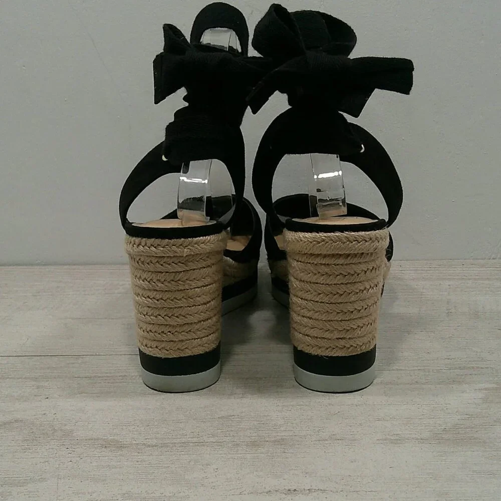 JLO Jalina Espadrille Wedge Sporty Black & White Sandal Size 10 M
